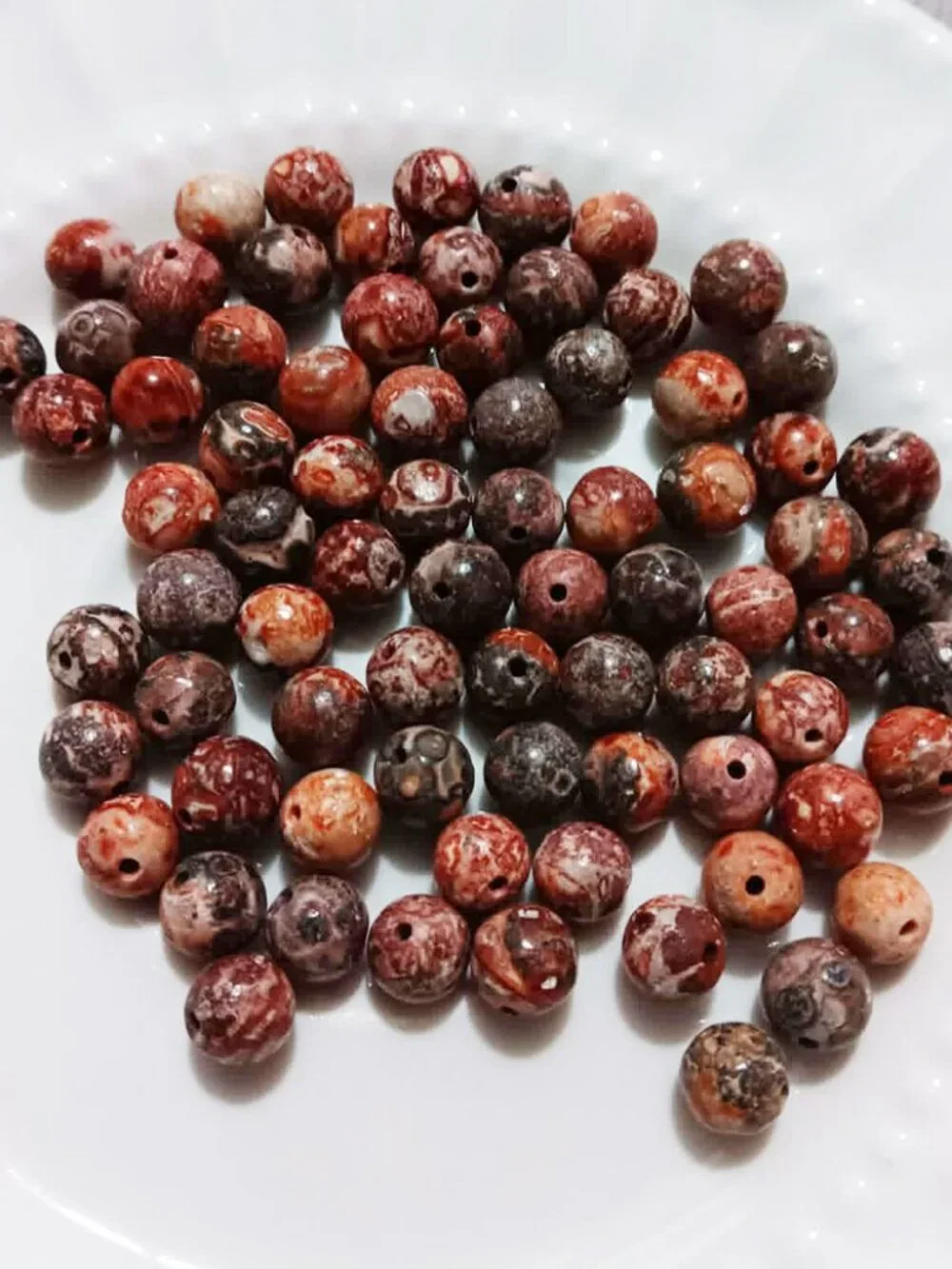 8mm Natural Red Leopard Jasper Gemstone Beads